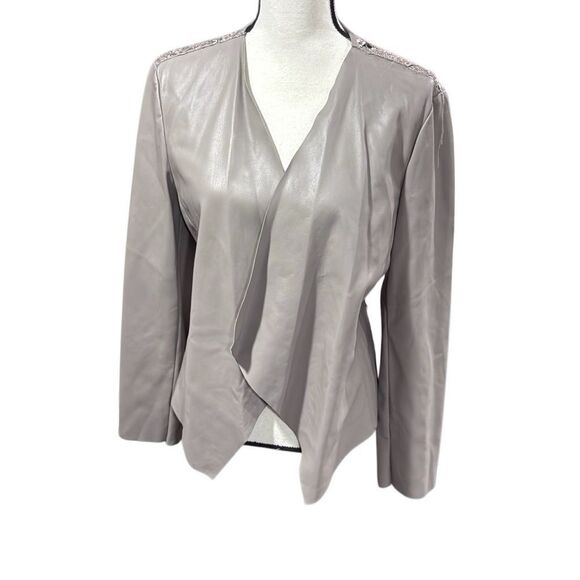 INC drape front pleather jacket with lace detailing on back - Picture 1 of 4